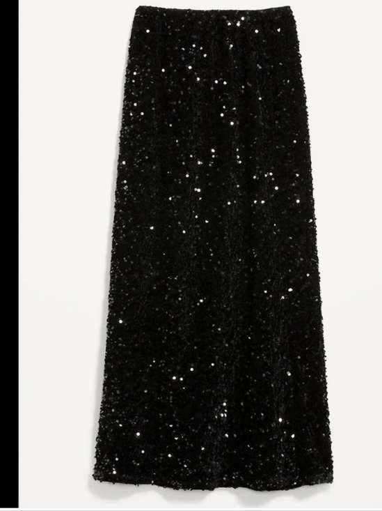 Old Navy Dresses & Skirts - NWT. Black Sequin A Line Maxi Skirt . Size M